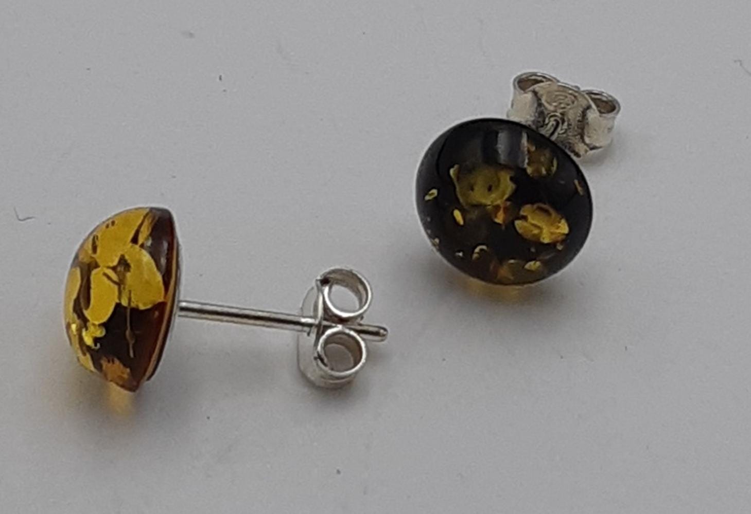 Bernstein Ohrstecker 925 Silber Bernsteinohrschmuck Top Edel grüngoldener Bernstein