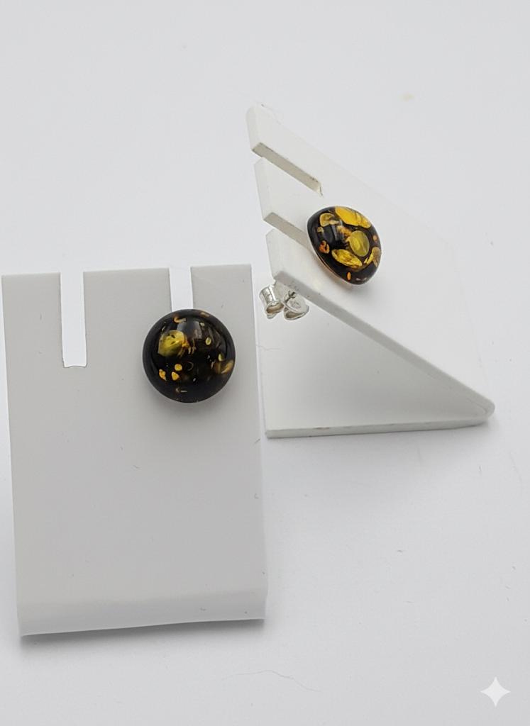 Bernstein Ohrstecker 925 Silber Bernsteinohrschmuck Top Edel grüngoldener Bernstein
