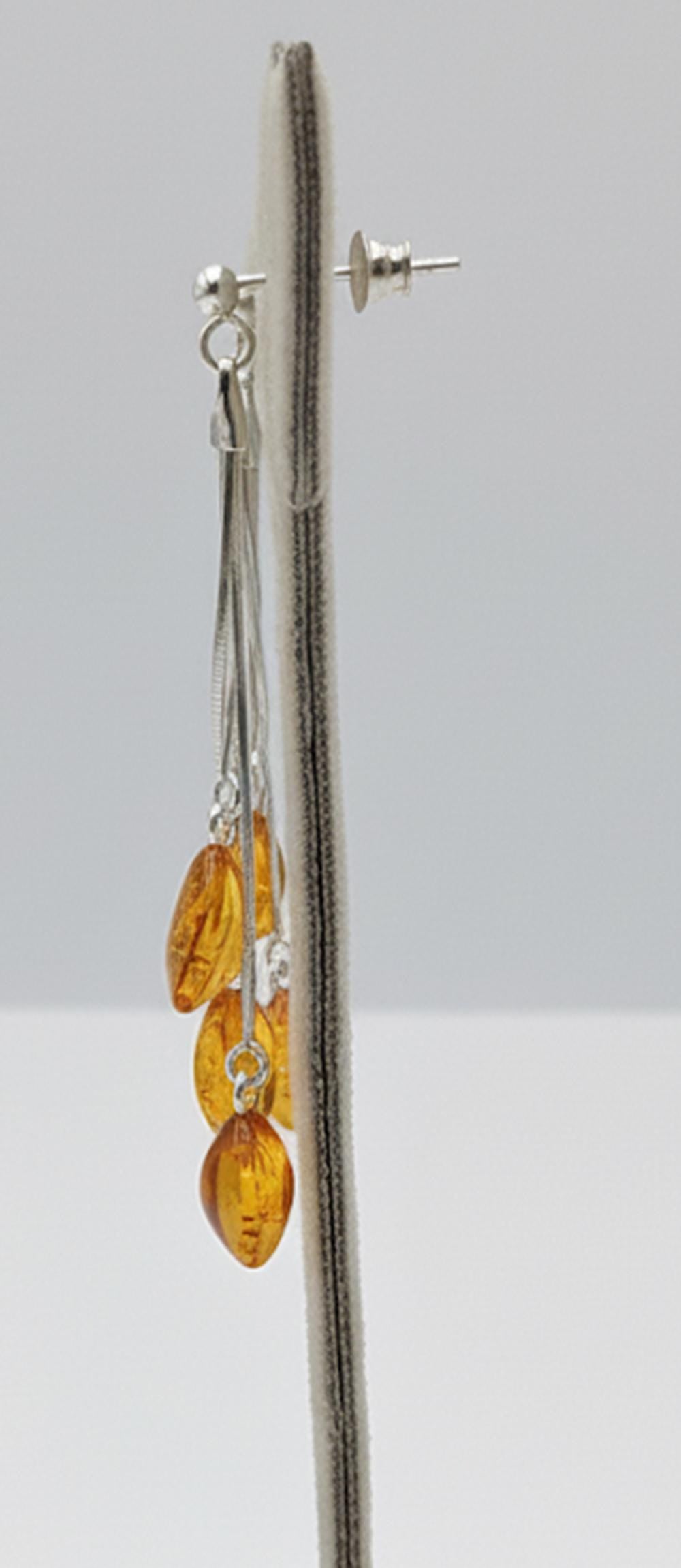 Bernstein Ohrhänger in 925  Sterling Silber facetierter brauner Bernstein