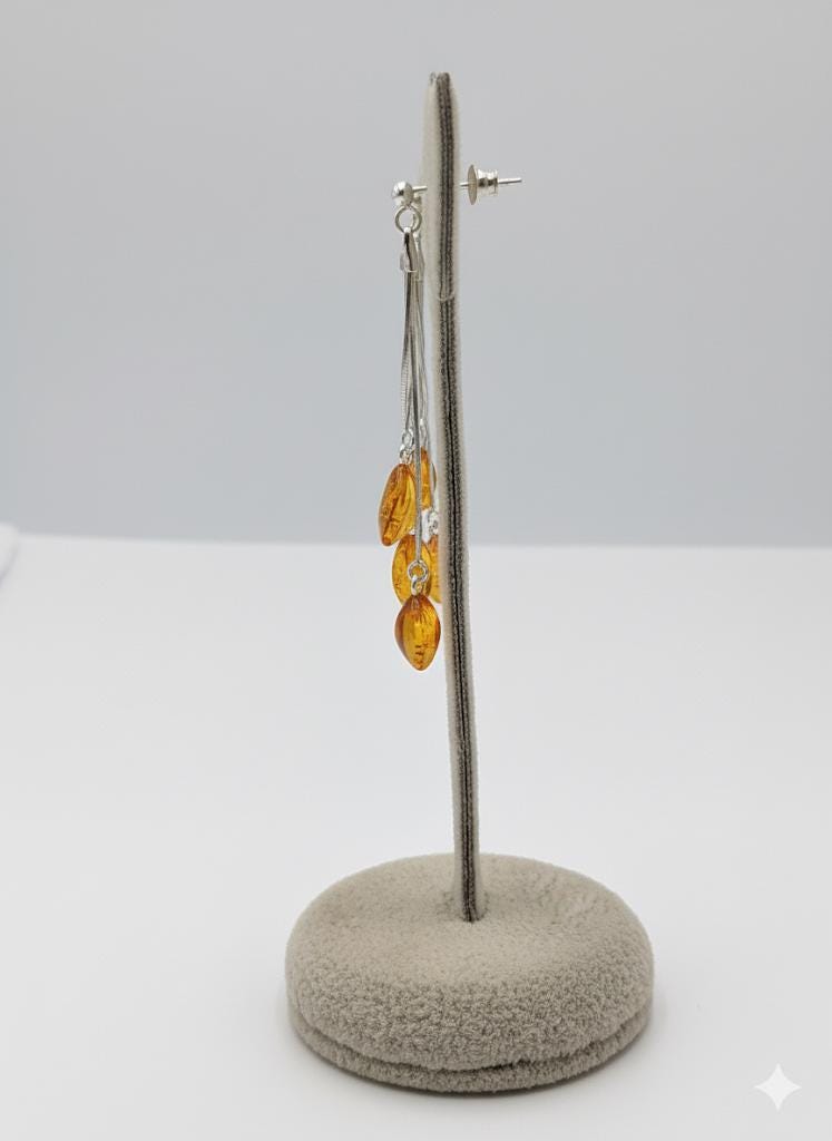 Bernstein Ohrhänger in 925  Sterling Silber facetierter brauner Bernstein