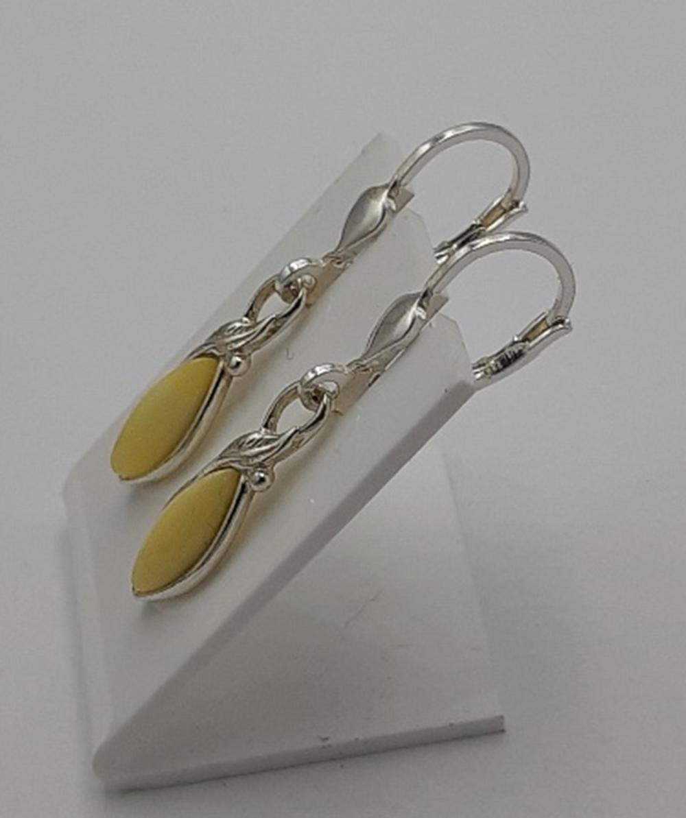 Bernstein Ohrhänger in 925 Sterling Silber cremefarbener Bernstein Silberohrschmuck