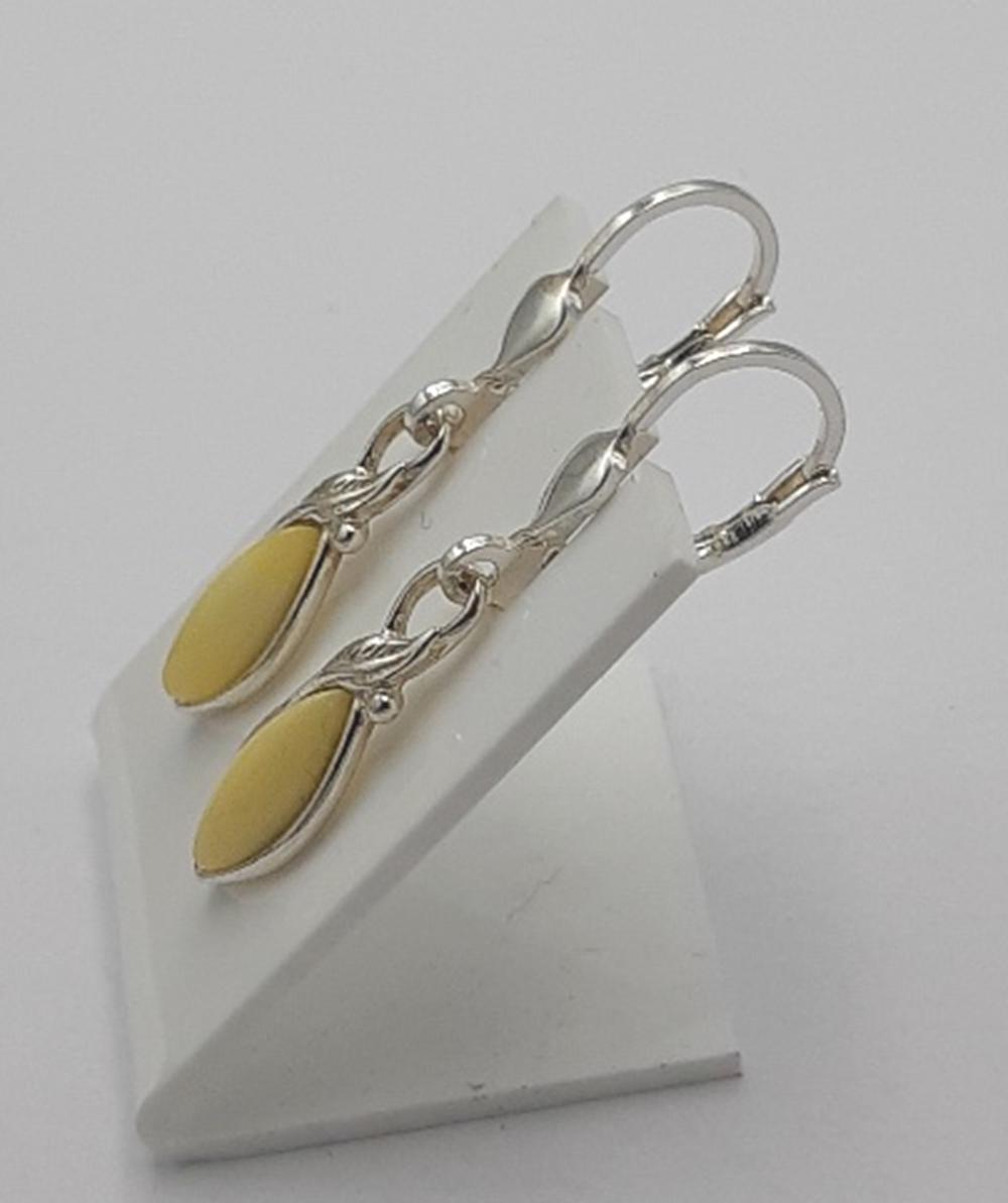 Bernstein Ohrhänger in 925 Sterling Silber cremefarbener Bernstein Silberohrschmuck