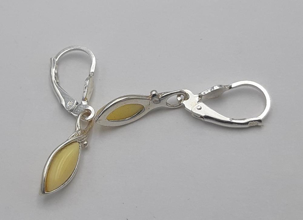 Bernstein Ohrhänger in 925 Sterling Silber cremefarbener Bernstein Silberohrschmuck