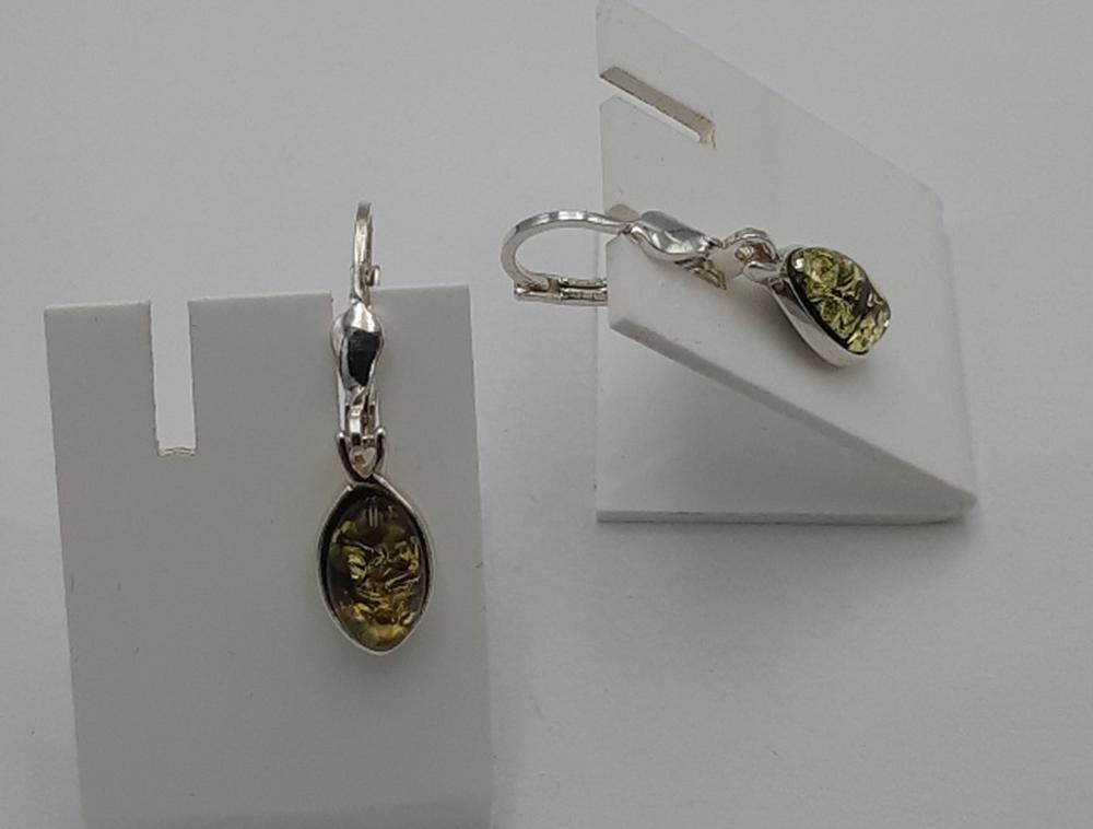 Bernstein Ohrhänger in 925 Sterling Silber grüner Bernstein Silberohrschmuck