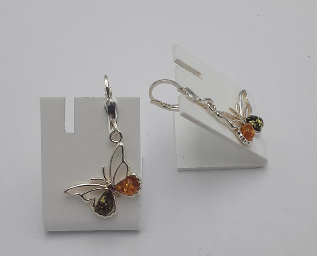 Bernstein Schmetterlings Ohrhänger 925 Silber echter Bernstein aus Litauen Schmetterling