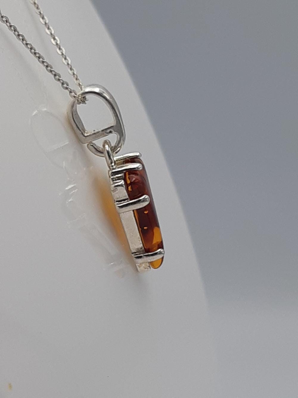 Bernstein Design Anhänger 925 Sterling Silber Collier aus Litauen Bernsteinanhänger für Sie und Ihn
