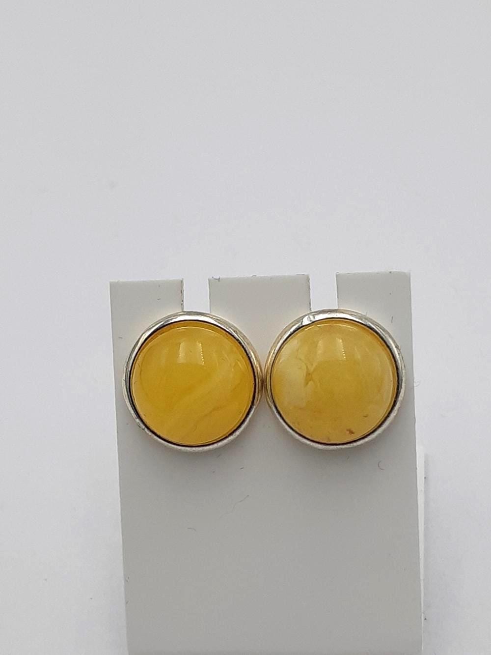 Design Bernstein Ohrstecker 925 Silber Bernsteinohrschmuck Top Edel Bernstein Unisex