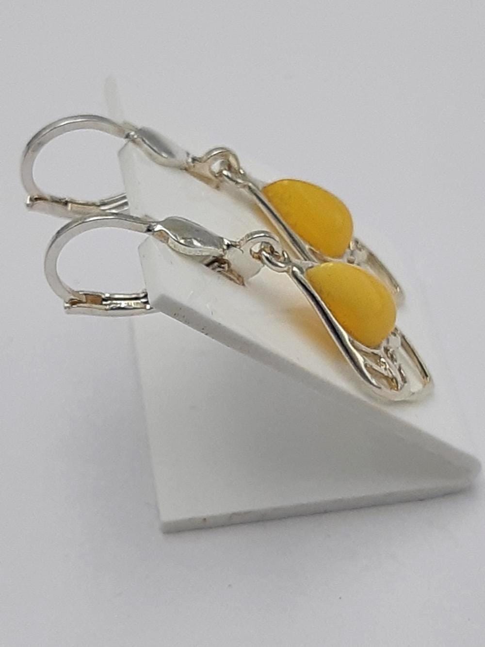 Bernstein Ohrhänger 925 Silber Jugendstil Ohrschmuck Bernsteinschmuck aus Litauen