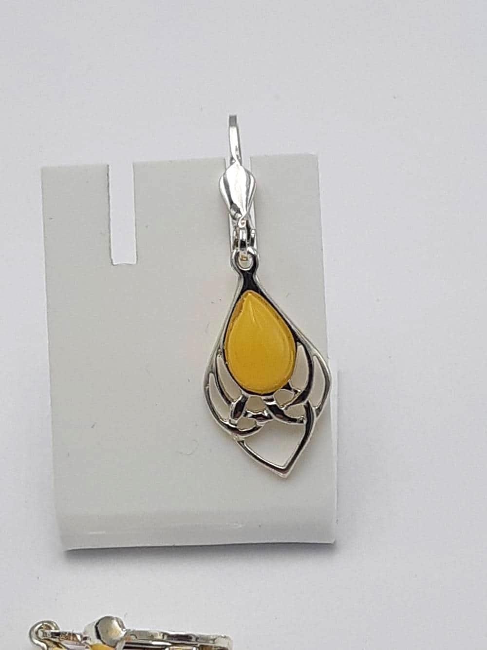 Bernstein Ohrhänger 925 Silber Jugendstil Ohrschmuck Bernsteinschmuck aus Litauen