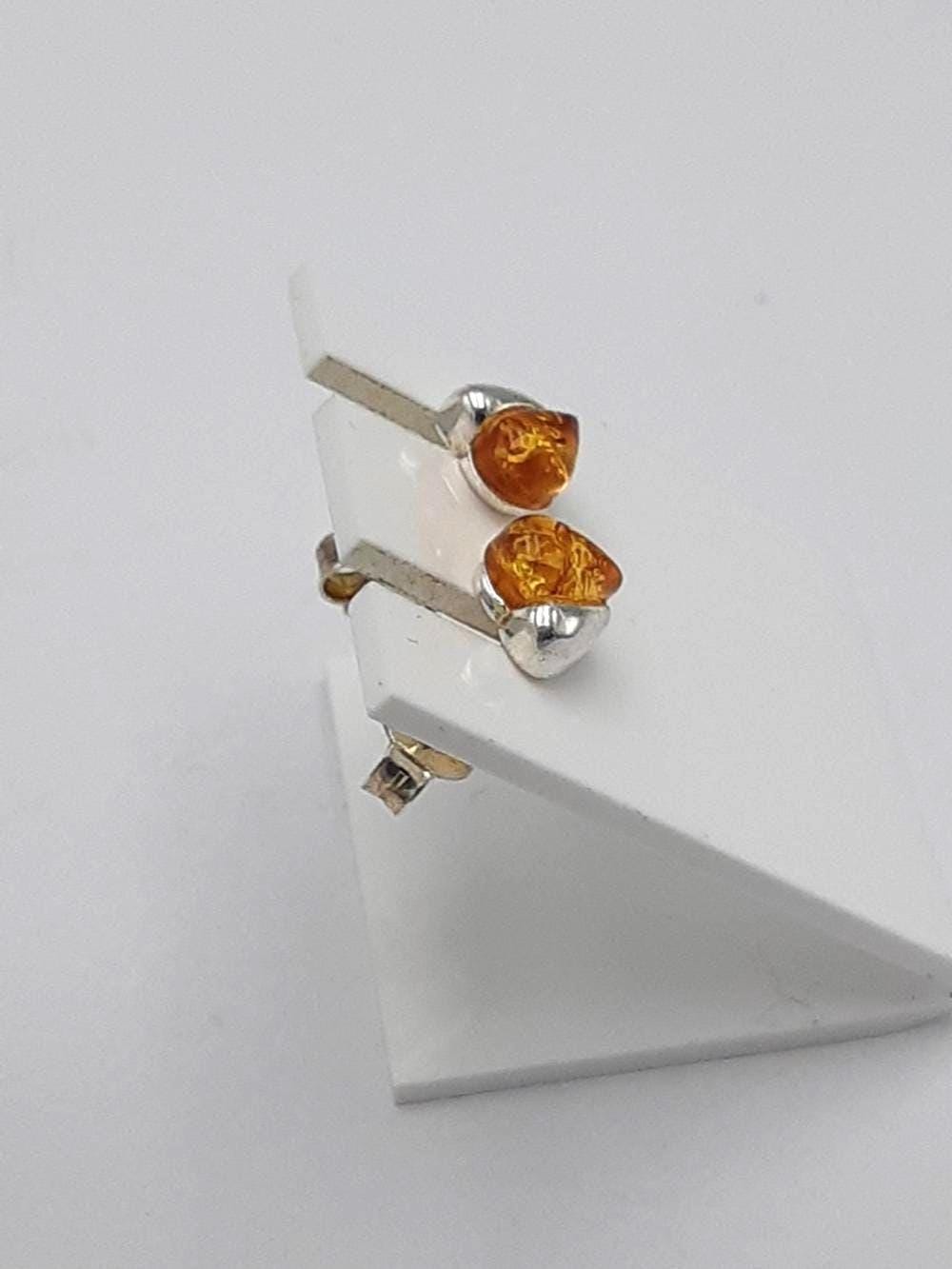 Bernstein Herz Ohrstecker Echtschmuck 925 Silber Damen Ohrringe Geschenk