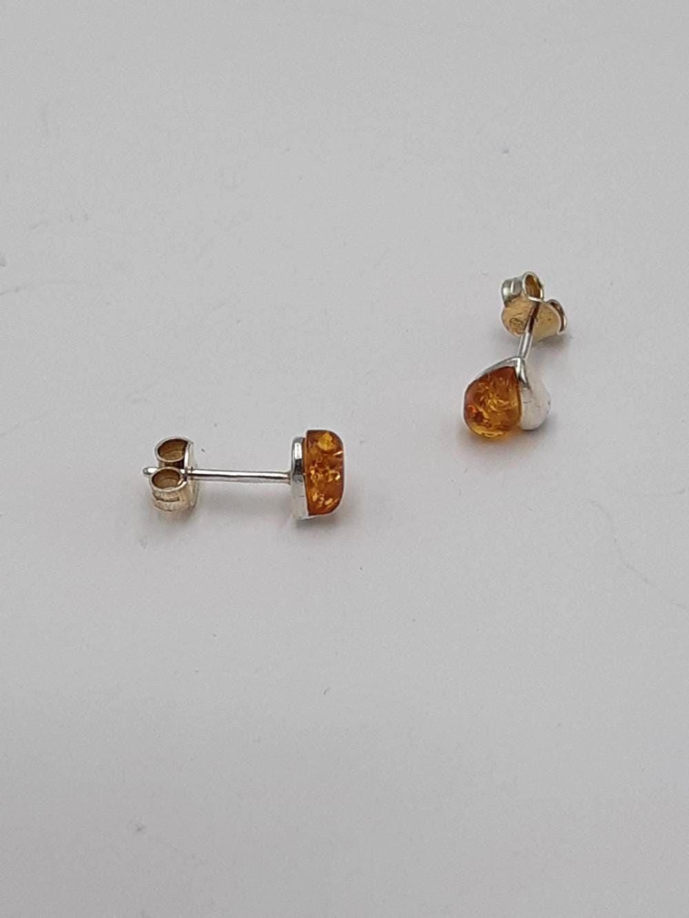 Bernstein Herz Ohrstecker Echtschmuck 925 Silber Damen Ohrringe Geschenk