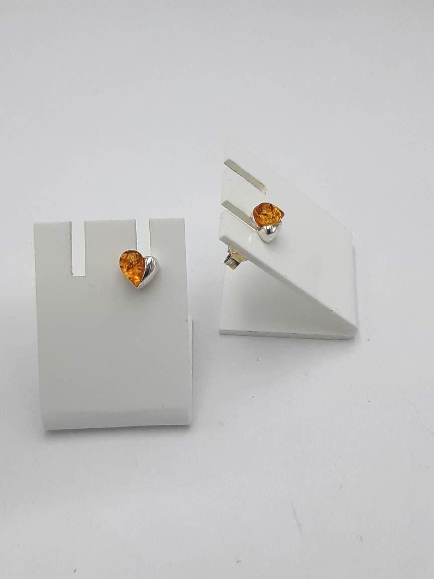 Bernstein Herz Ohrstecker Echtschmuck 925 Silber Damen Ohrringe Geschenk