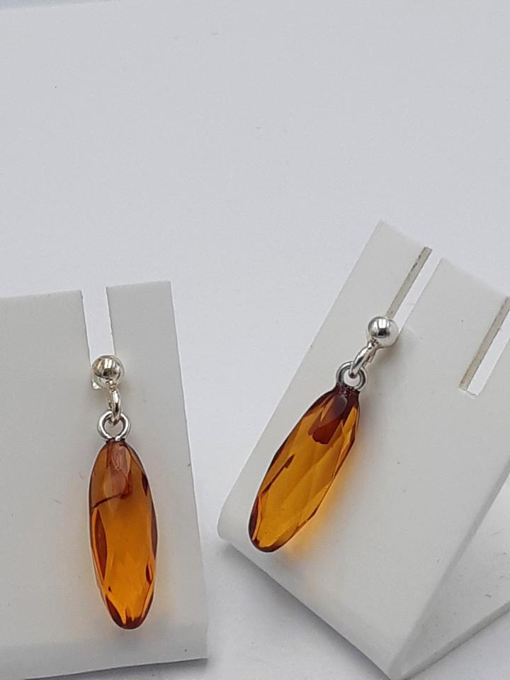 Bernstein Pampeln facetiert 925 Sterling Silber Ohrstecker Bernsteinschmuck