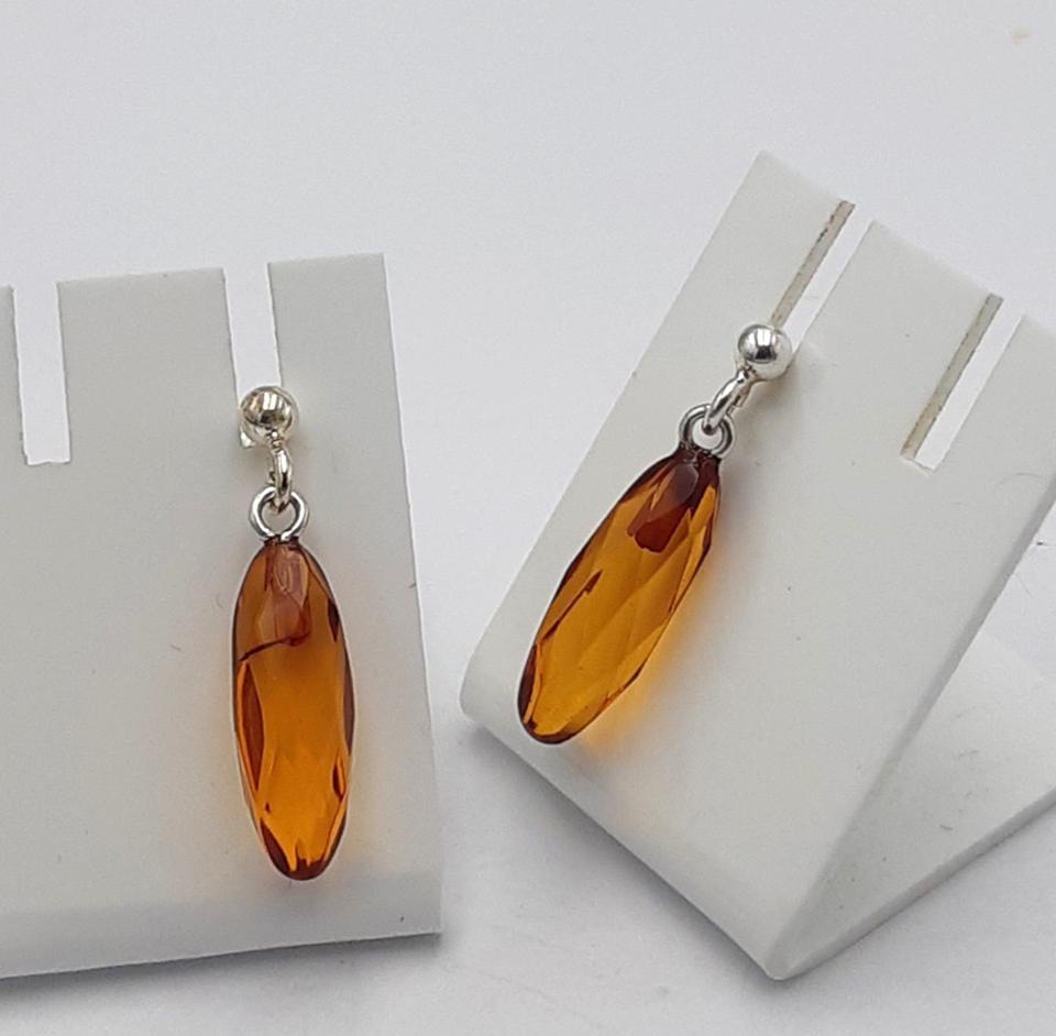 Bernstein Pampeln facetiert 925 Sterling Silber Ohrstecker Bernsteinschmuck