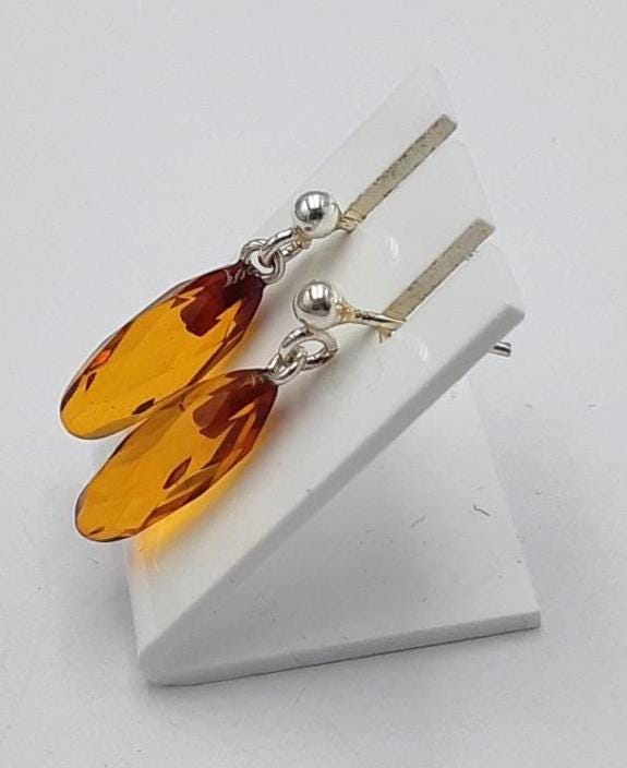 Bernstein Pampeln facetiert 925 Sterling Silber Ohrstecker Bernsteinschmuck