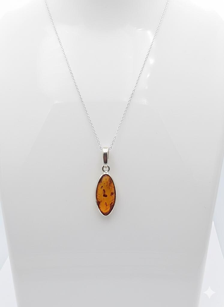 Bernstein Anhänger 925 Sterling  Silber Kette Collier Bernstein vom Baltikum