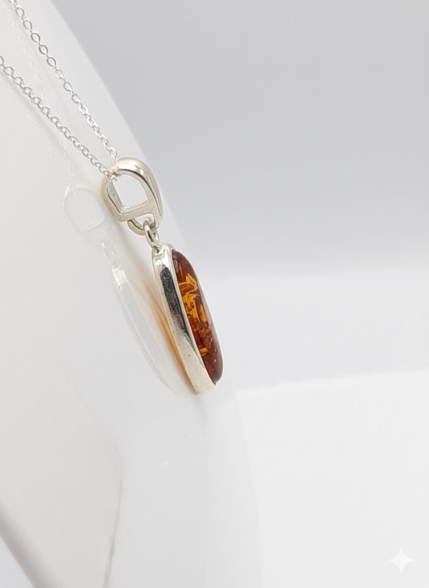 Bernstein Anhänger 925 Sterling  Silber Kette Collier Bernstein vom Baltikum