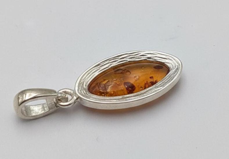 Bernstein Anhänger 925 Sterling  Silber Kette Collier Bernstein vom Baltikum