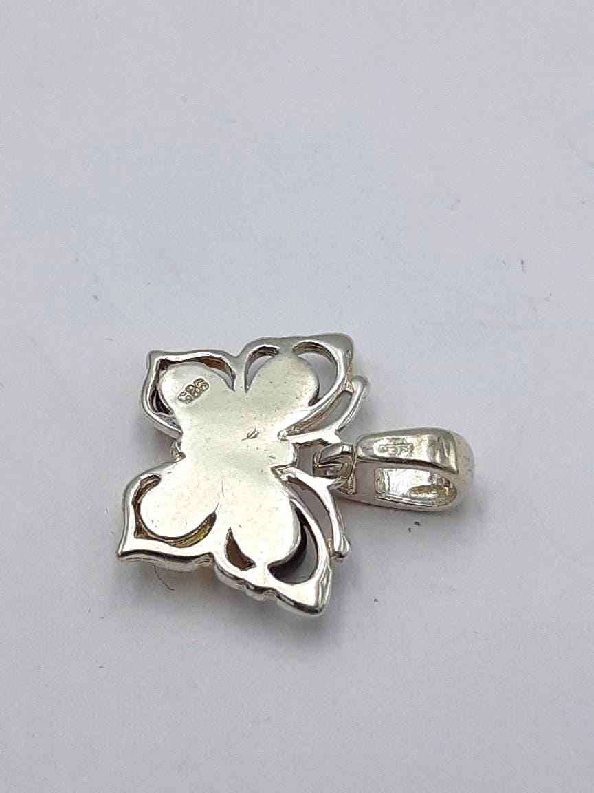 Bernstein-Schmetterling Anhänger  Handgefertigtes Naturwunder in 925 Sterling Silber Bernstein vom Baltikum