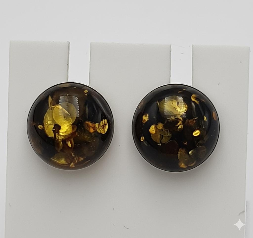 Bernstein Ohrstecker 925 Silber Bernsteinohrschmuck Top Edel grüngoldener Bernstein