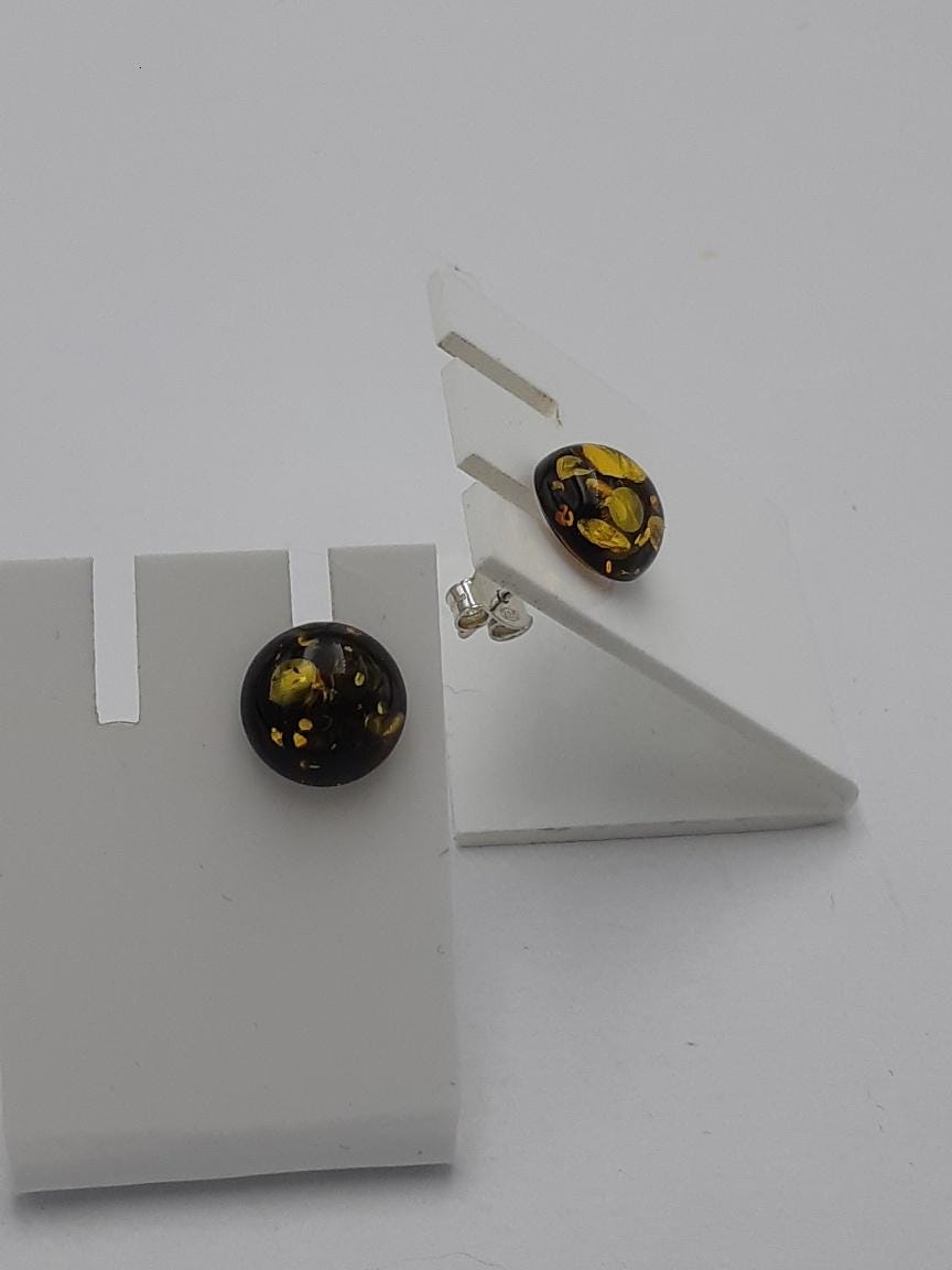 Bernstein Ohrstecker 925 Silber Bernsteinohrschmuck Top Edel grüngoldener Bernstein