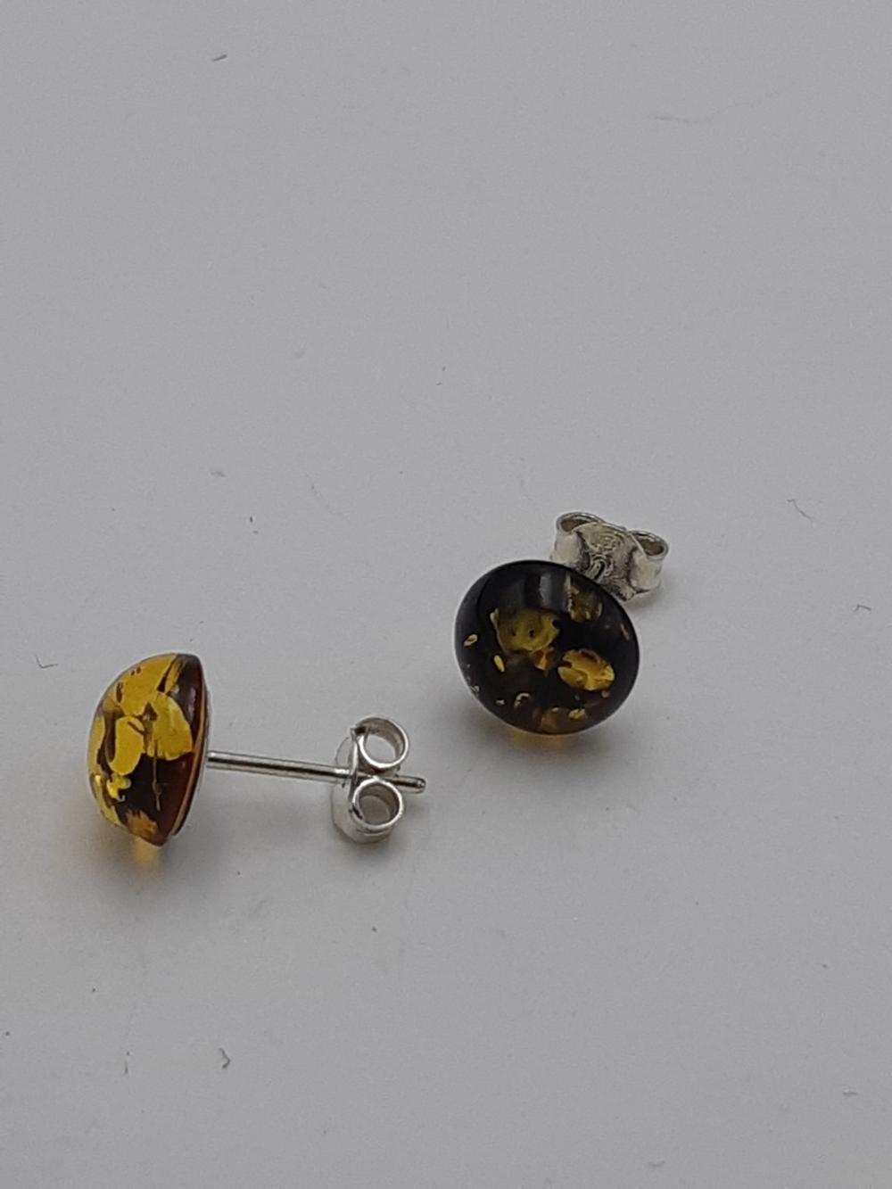 Bernstein Ohrstecker 925 Silber Bernsteinohrschmuck Top Edel grüngoldener Bernstein