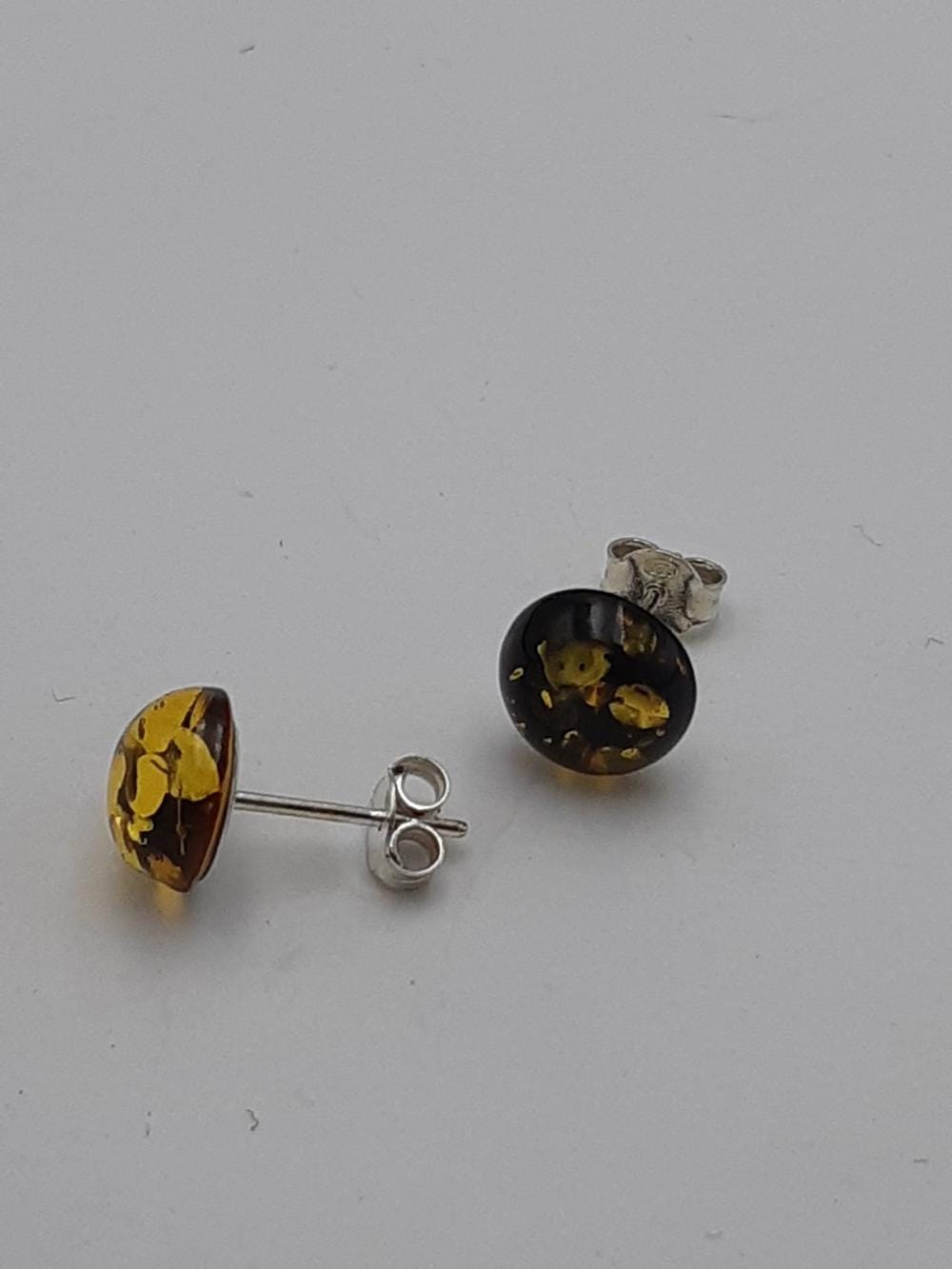 Bernstein Ohrstecker 925 Silber Bernsteinohrschmuck Top Edel grüngoldener Bernstein