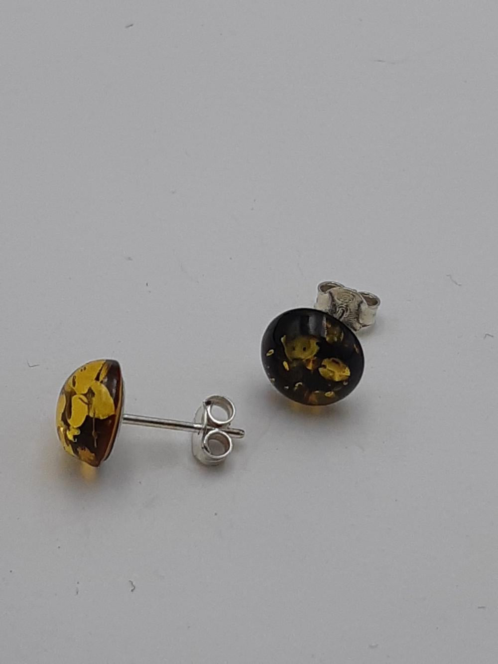 Bernstein Ohrstecker 925 Silber Bernsteinohrschmuck Top Edel grüngoldener Bernstein