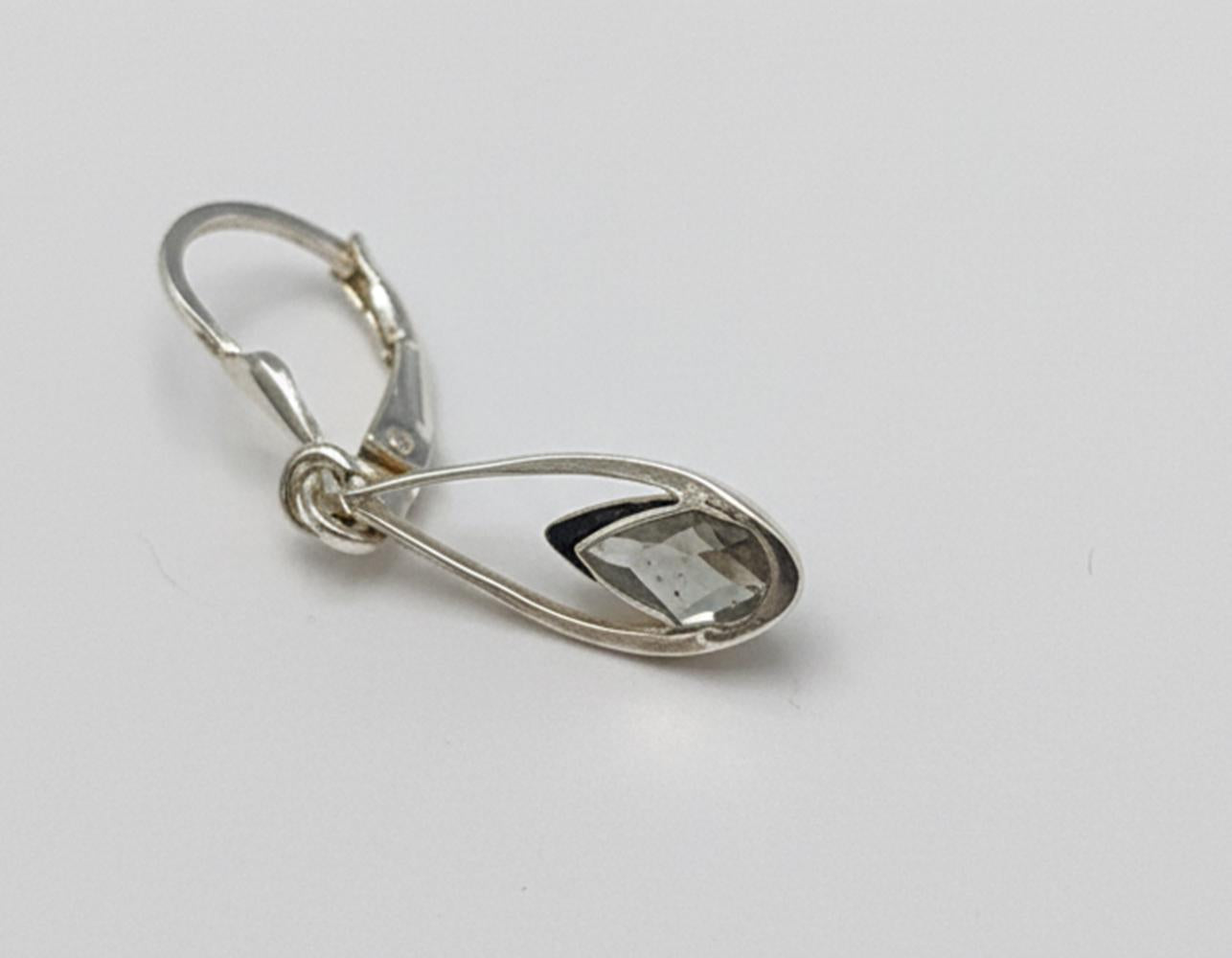 Exklusive Bernstein 925 Sterling Silber Ohrhänger | Seltener Baltischer Grün-Bernstein