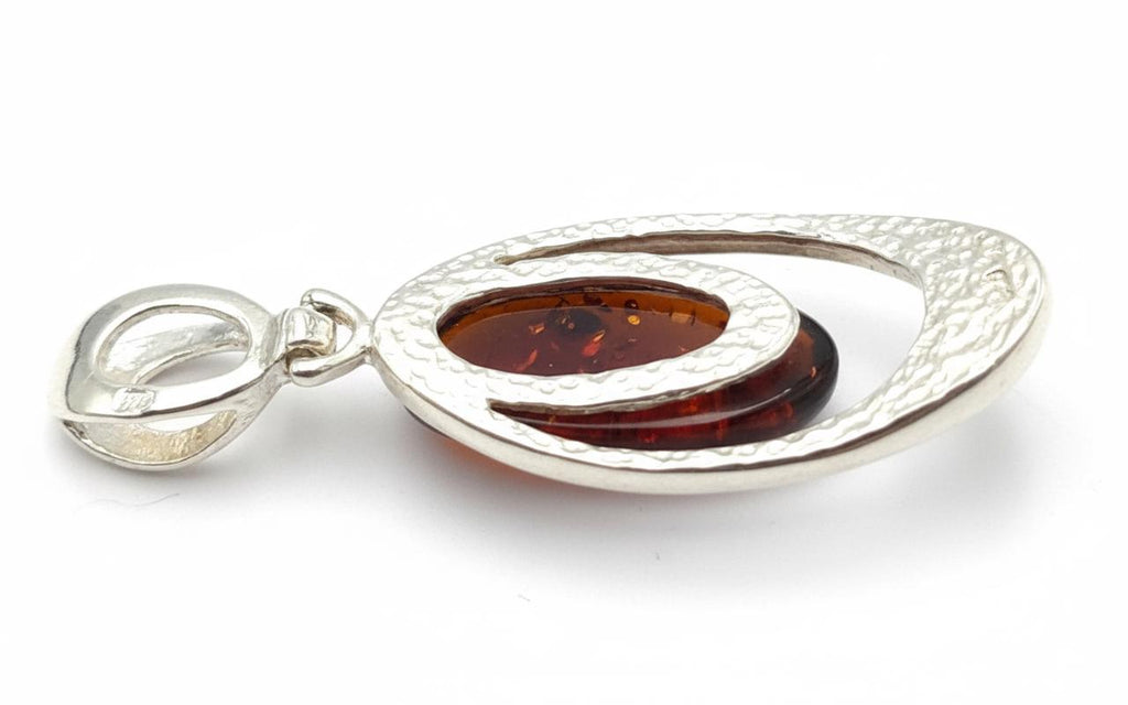 Bernstein Designanhänger 925 Silber  roter Bernsteinanhänger Top