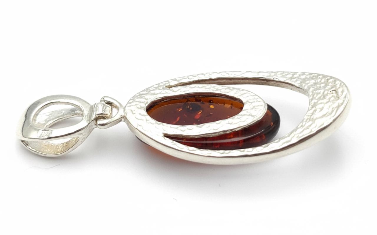Bernstein Designanhänger 925 Silber  roter Bernsteinanhänger Top
