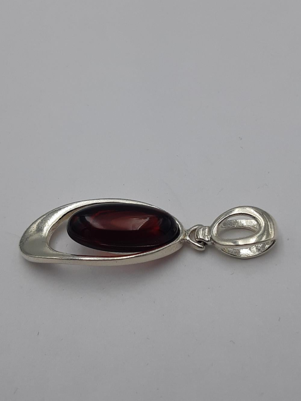 Bernstein Designanhänger 925 Silber  roter Bernsteinanhänger Top