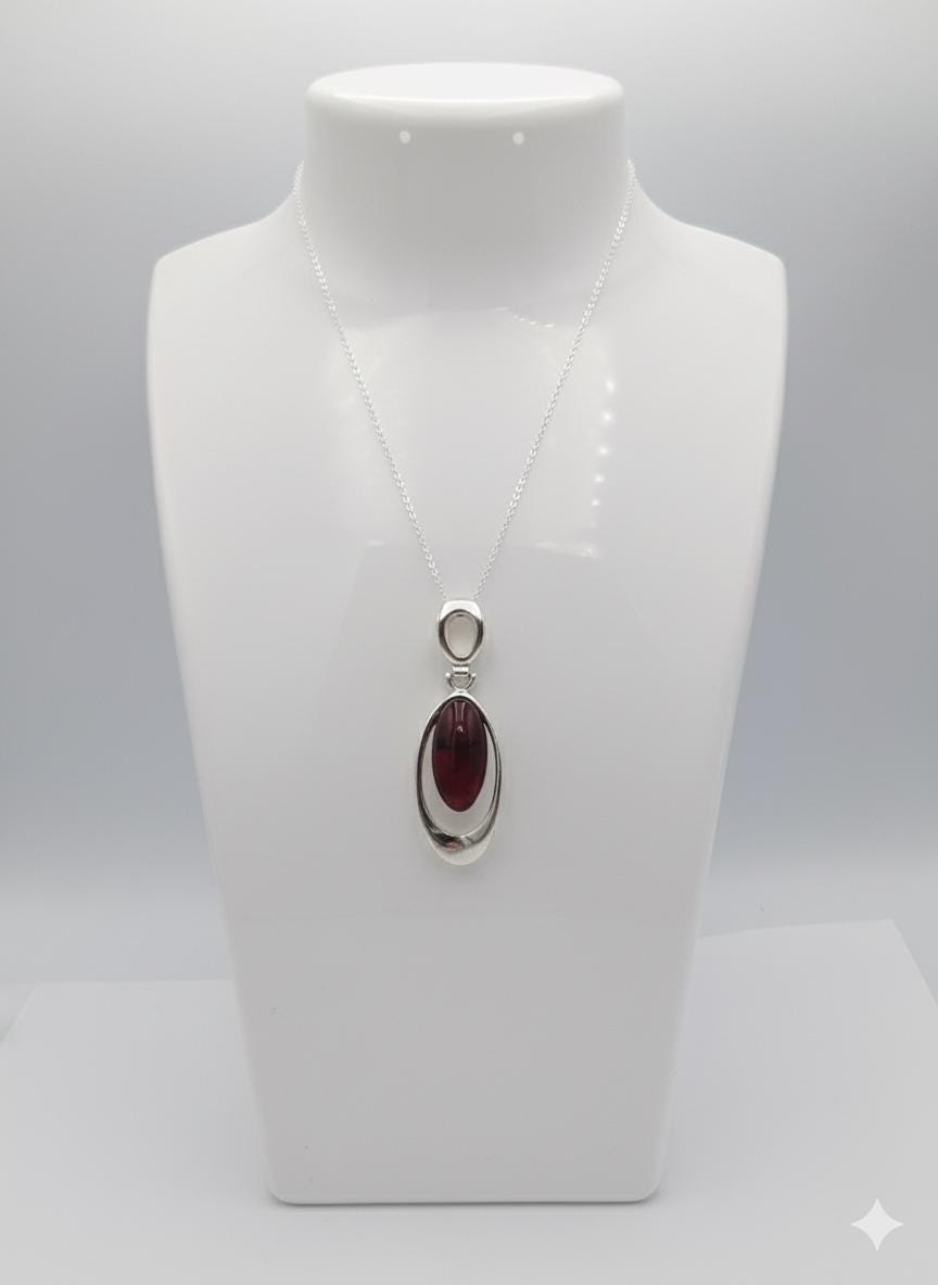 Bernstein Designanhänger 925 Silber  roter Bernsteinanhänger Top