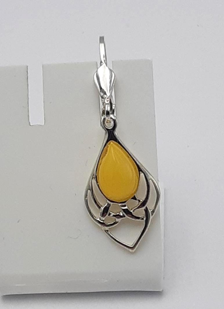 Bernstein Ohrhänger 925 Silber Jugendstil Ohrschmuck Bernsteinschmuck aus Litauen