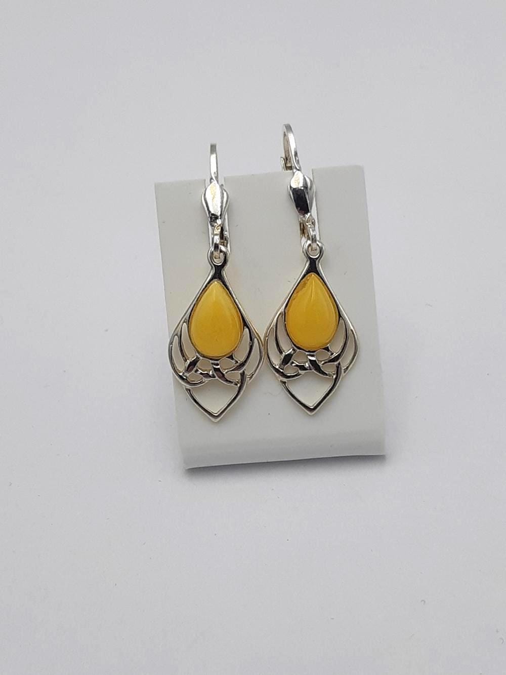 Bernstein Ohrhänger 925 Silber Jugendstil Ohrschmuck Bernsteinschmuck aus Litauen