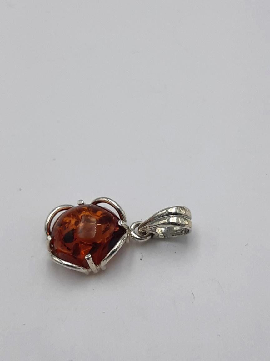 Baltischer Bernstein Anhänger | 925 Silber Kugel Cabochon | Natur Schmuck