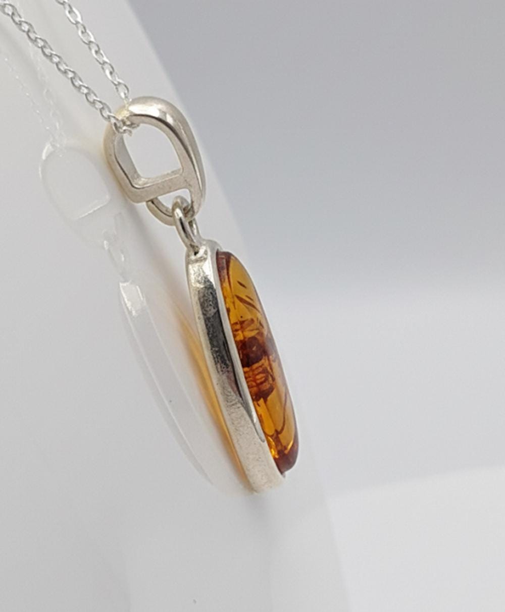 Bernstein Anhänger 925 Sterling  Silber Kette Collier Bernstein vom Baltikum