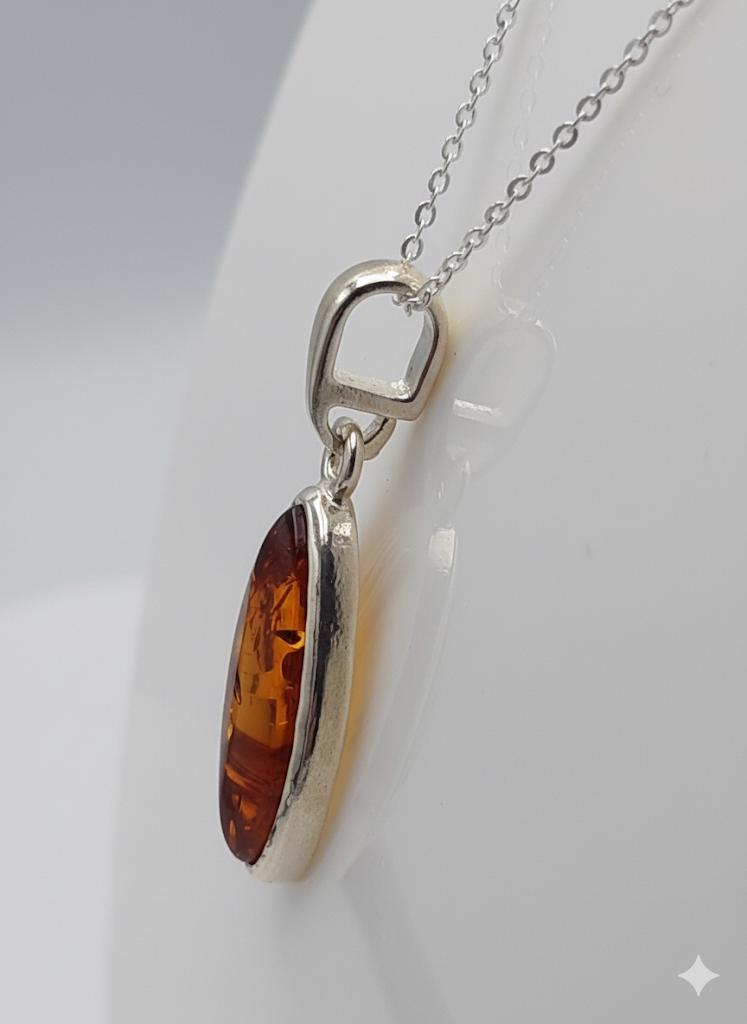 Bernstein Anhänger 925 Sterling  Silber Kette Collier Bernstein vom Baltikum