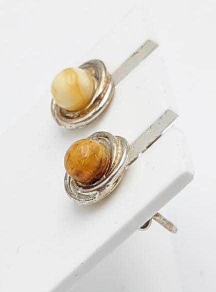 Bezaubernde 925er Sterling Silber Ohrstecker mit Milch- und Cognac-Bernstein
