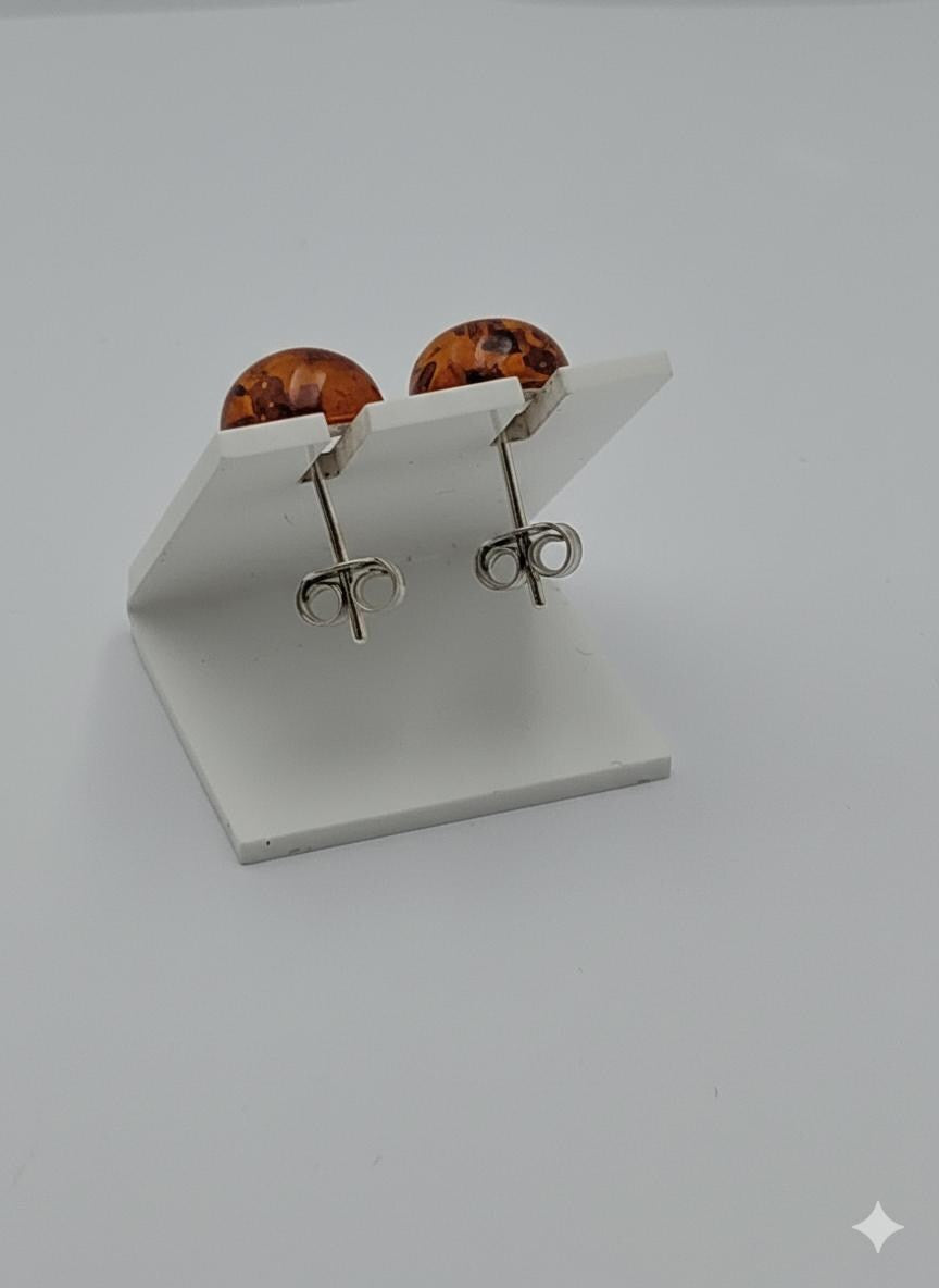 Bernstein Ohrstecker 925 Silber Bernsteinohrschmuck Top Edel braungoldener Bernstein