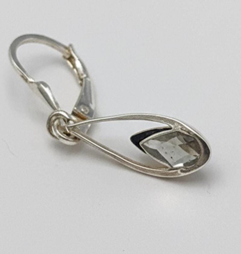 Exklusive Bernstein 925 Sterling Silber Ohrhänger | Seltener Baltischer Grün-Bernstein