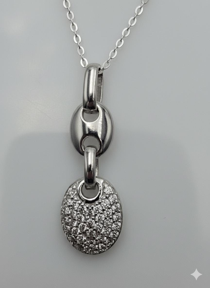 Anhänger mit 38 Zirkonia Echt Silber 925/000 Collier Kette American Diamant Top Edel