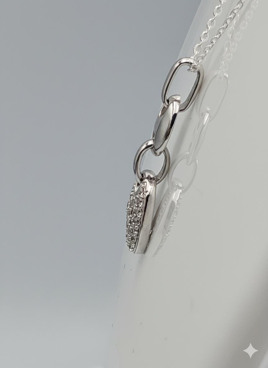 Anhänger mit 38 Zirkonia Echt Silber 925/000 Collier Kette American Diamant Top Edel