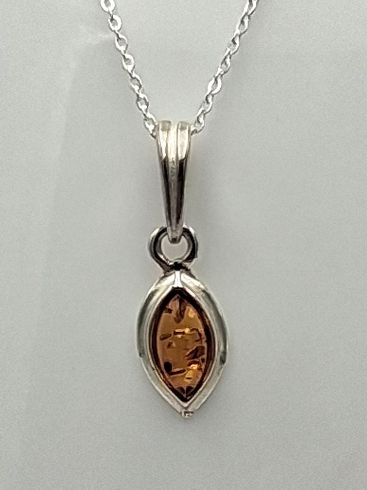 Bernstein Anhänger 925 Silber brauner Bernstein Collier Kette Schmuckanhänger