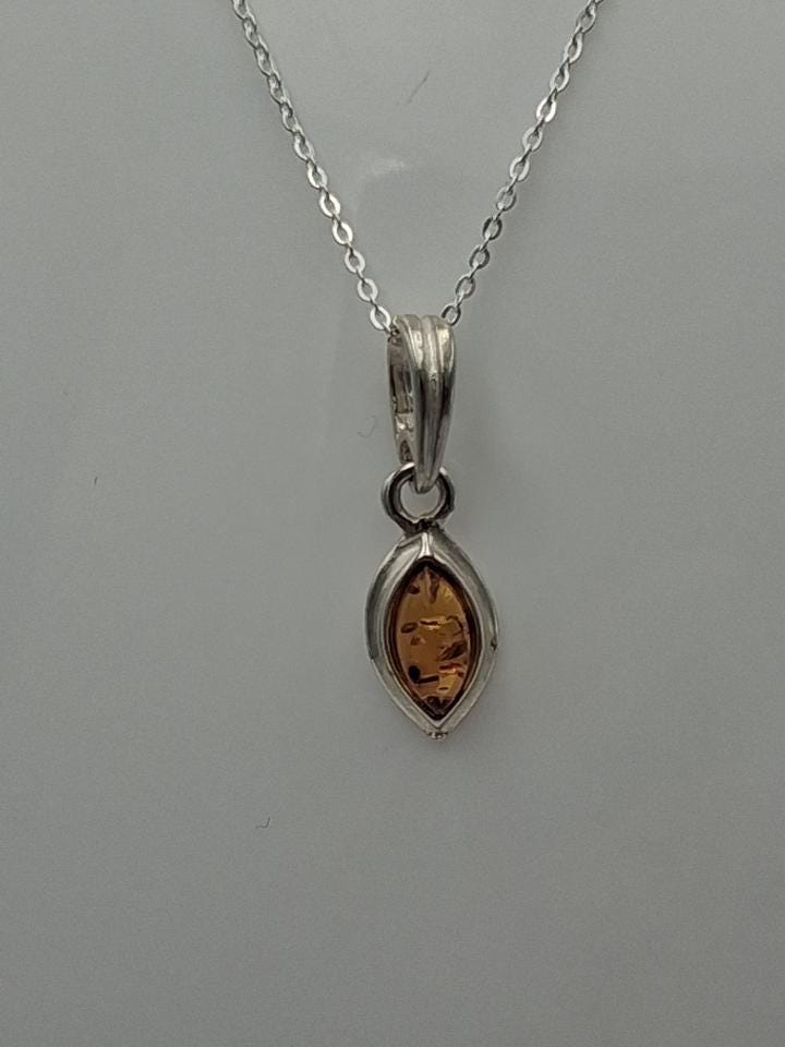 Bernstein Anhänger 925 Silber brauner Bernstein Collier Kette Schmuckanhänger