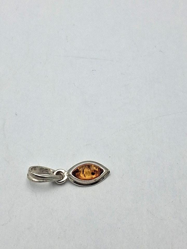 Bernstein Anhänger 925 Silber brauner Bernstein Collier Kette Schmuckanhänger