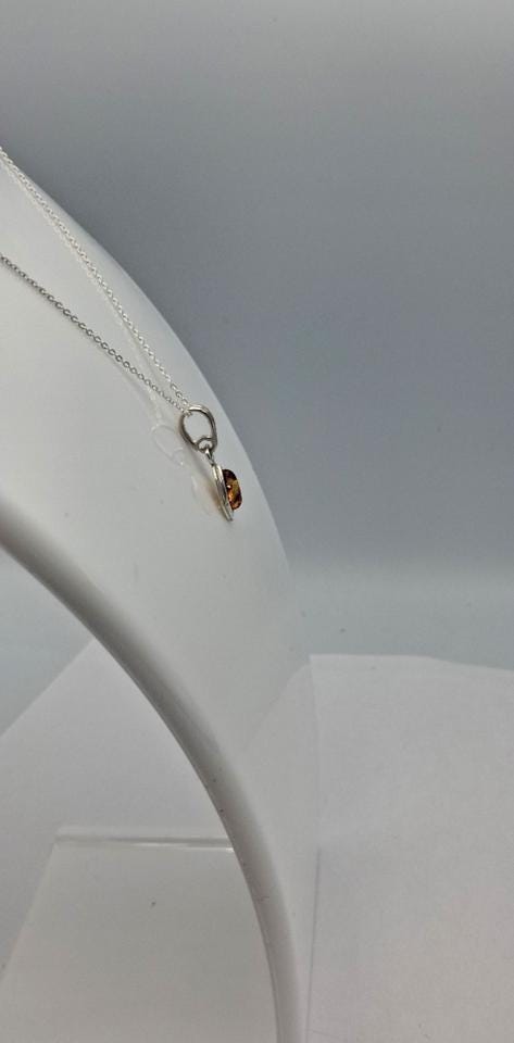 Bernstein Anhänger 925 Silber brauner Bernstein Collier Kette Schmuckanhänger