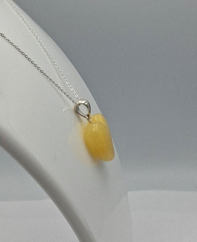 Bernstein Herz-Anhänger | Echter Natur-Bernstein "Butterscotch" |925 Silbern Bernsteinanhänger vom Baltikum