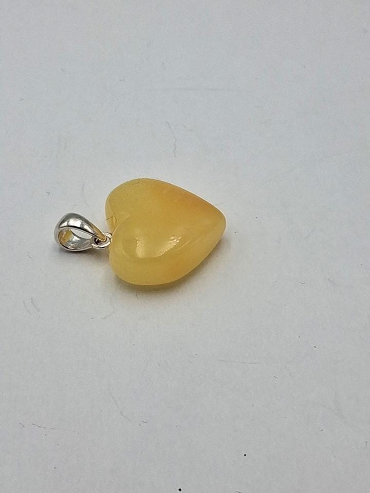 Bernstein Herz-Anhänger | Echter Natur-Bernstein "Butterscotch" |925 Silbern Bernsteinanhänger vom Baltikum