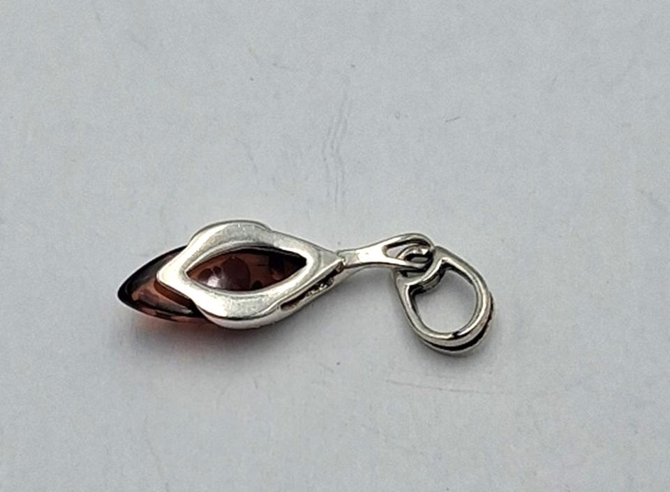 Bernstein Design Anhänger in Sterling Silber Collier Kette Bernsteinanhänger
